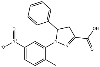 1-(2-methyl-5-nitrophenyl)-5-phenyl-4,5-dihydro-1H-pyrazole-3-carboxylic acid Structure