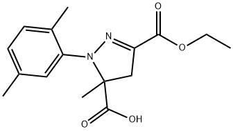 1-(2,5-dimethylphenyl)-3-(ethoxycarbonyl)-5-methyl-4,5-dihydro-1H-pyrazole-5-carboxylic acid Structure