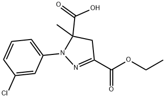 1-(3-chlorophenyl)-3-(ethoxycarbonyl)-5-methyl-4,5-dihydro-1H-pyrazole-5-carboxylic acid 구조식 이미지