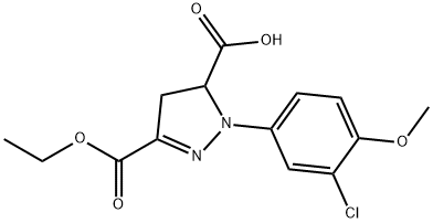 1-(3-chloro-4-methoxyphenyl)-3-(ethoxycarbonyl)-4,5-dihydro-1H-pyrazole-5-carboxylic acid 구조식 이미지