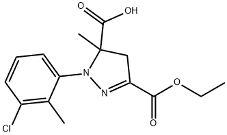 1-(3-chloro-2-methylphenyl)-3-(ethoxycarbonyl)-5-methyl-4,5-dihydro-1H-pyrazole-5-carboxylic acid 구조식 이미지