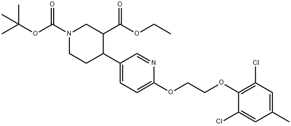 1-tert-butyl 3-ethyl 6-(2-(2,6-dichloro-4-methylphenoxy)ethoxy)-5,6-dihydro-[3,4-bipyridine]-1,3(2H)-dicarboxylate Structure