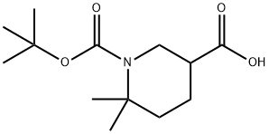 1-(TERT-BUTOXYCARBONYL)-6,6-DIMETHYLPIPERIDINE-3-CARBOXYLIC ACID 구조식 이미지