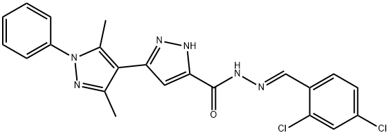 (E)-N-(2,4-dichlorobenzylidene)-3,5-dimethyl-1-phenyl-1H,1H-[3,4-bipyrazole]-5-carbohydrazide Structure