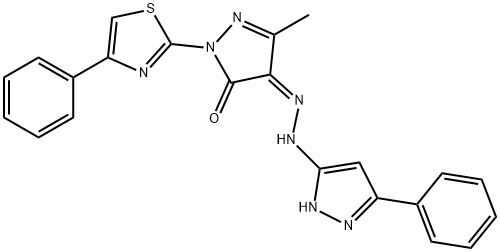 5-methyl-4-[(3-phenyl-1H-pyrazol-5-yl)hydrazono]-2-(4-phenyl-1,3-thiazol-2-yl)-2,4-dihydro-3H-pyrazol-3-one 구조식 이미지