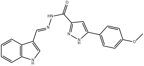 (E)-N-((1H-indol-3-yl)methylene)-3-(4-methoxyphenyl)-1H-pyrazole-5-carbohydrazide 구조식 이미지