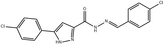 (E)-N-(4-chlorobenzylidene)-3-(4-chlorophenyl)-1H-pyrazole-5-carbohydrazide 구조식 이미지