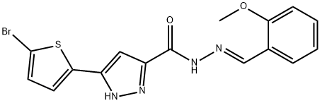 (E)-3-(5-bromothiophen-2-yl)-N-(2-methoxybenzylidene)-1H-pyrazole-5-carbohydrazide 구조식 이미지