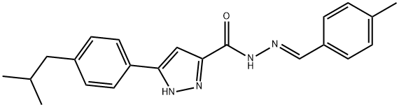 (E)-3-(4-isobutylphenyl)-N-(4-methylbenzylidene)-1H-pyrazole-5-carbohydrazide Structure