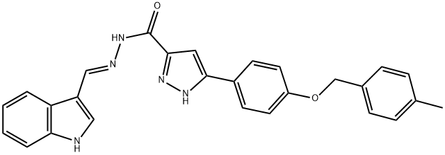 (E)-N-((1H-indol-3-yl)methylene)-3-(4-((4-methylbenzyl)oxy)phenyl)-1H-pyrazole-5-carbohydrazide 구조식 이미지