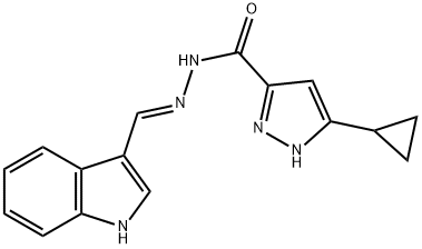 (E)-N-((1H-indol-3-yl)methylene)-3-cyclopropyl-1H-pyrazole-5-carbohydrazide Structure