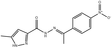 (E)-3-methyl-N-(1-(4-nitrophenyl)ethylidene)-1H-pyrazole-5-carbohydrazide Structure