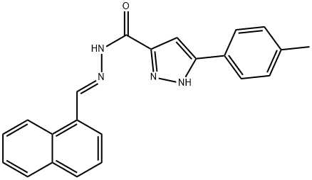 (E)-N-(naphthalen-1-ylmethylene)-3-(p-tolyl)-1H-pyrazole-5-carbohydrazide 구조식 이미지