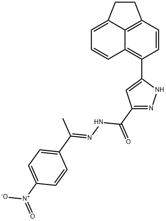 (E)-3-(1,2-dihydroacenaphthylen-5-yl)-N-(1-(4-nitrophenyl)ethylidene)-1H-pyrazole-5-carbohydrazide Structure