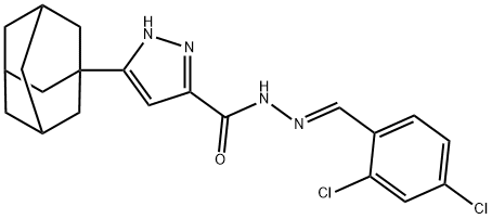 3-((1s,3s)-adamantan-1-yl)-N-((E)-2,4-dichlorobenzylidene)-1H-pyrazole-5-carbohydrazide Structure