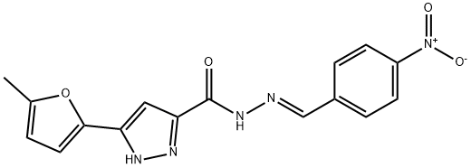 (E)-3-(5-methylfuran-2-yl)-N-(4-nitrobenzylidene)-1H-pyrazole-5-carbohydrazide Structure