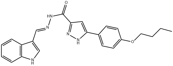 (E)-N-((1H-indol-3-yl)methylene)-3-(4-butoxyphenyl)-1H-pyrazole-5-carbohydrazide Structure