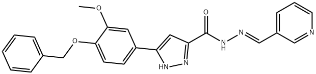 (E)-3-(4-(benzyloxy)-3-methoxyphenyl)-N-(pyridin-3-ylmethylene)-1H-pyrazole-5-carbohydrazide Structure