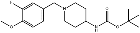 tert-Butyl 1-(3-fluoro-4-methoxybenzyl)piperidin-4-ylcarbamate 구조식 이미지
