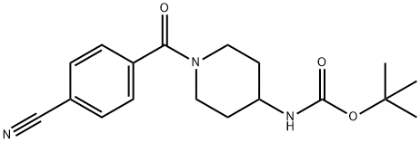 tert-Butyl 1-(4-cyanobenzoyl)piperidin-4-ylcarbamate Structure