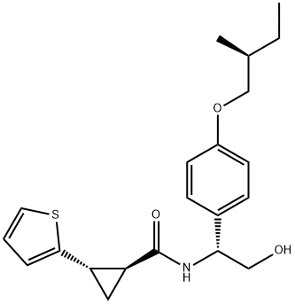 (1S,2S)-N-(2-hydroxy-1-(4-((S)-2-methylbutoxy)phenyl)ethyl)-2-(thiophen-2-yl)cyclopropanecarboxamide Structure