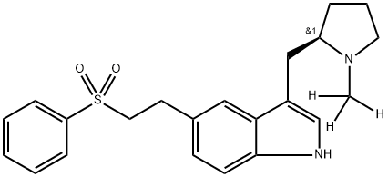 5-[2-(benzenesulfonyl)ethyl]-3-[[(2R)-1-(trideuteriomethyl)pyrrolidin-2-yl]methyl]-1H-indole 구조식 이미지