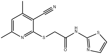 2-((3-cyano-4,6-dimethylpyridin-2-yl)thio)-N-(thiazol-2-yl)acetamide 구조식 이미지