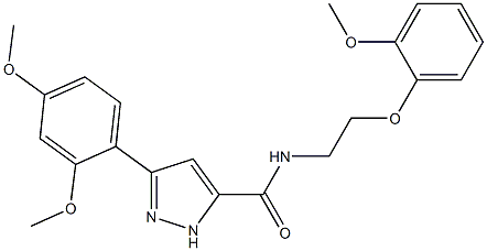 3-(2,4-dimethoxyphenyl)-N-[2-(2-methoxyphenoxy)ethyl]-1H-pyrazole-5-carboxamide Structure