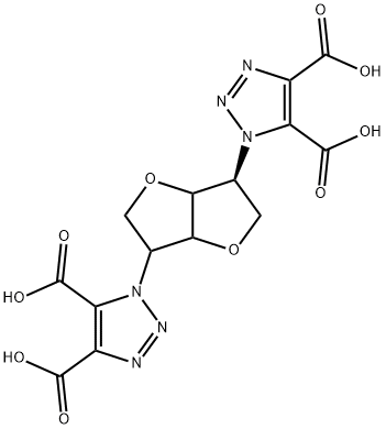 1-[(6S)-6-(4,5-dicarboxy-1H-1,2,3-triazol-1-yl)-hexahydrofuro[3,2-b]furan-3-yl]-1H-1,2,3-triazole-4,5-dicarboxylic acid 구조식 이미지