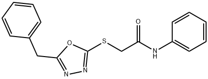 2-[(5-benzyl-1,3,4-oxadiazol-2-yl)sulfanyl]-N-phenylacetamide 구조식 이미지