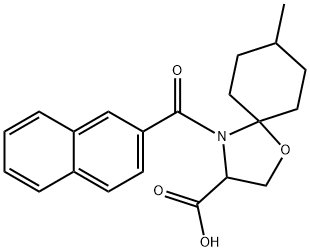 8-methyl-4-(naphthalene-2-carbonyl)-1-oxa-4-azaspiro[4.5]decane-3-carboxylic acid 구조식 이미지