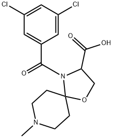 4-(3,5-dichlorobenzoyl)-8-methyl-1-oxa-4,8-diazaspiro[4.5]decane-3-carboxylic acid 구조식 이미지