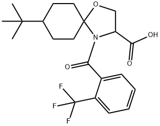 8-tert-butyl-4-[2-(trifluoromethyl)benzoyl]-1-oxa-4-azaspiro[4.5]decane-3-carboxylic acid Structure