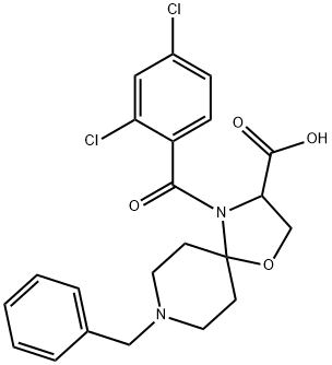8-benzyl-4-(2,4-dichlorobenzoyl)-1-oxa-4,8-diazaspiro[4.5]decane-3-carboxylic acid Structure