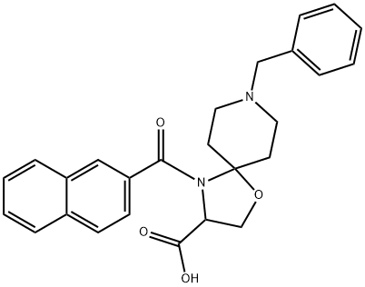 8-benzyl-4-(naphthalene-2-carbonyl)-1-oxa-4,8-diazaspiro[4.5]decane-3-carboxylic acid Structure