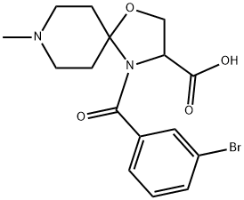 4-(3-bromobenzoyl)-8-methyl-1-oxa-4,8-diazaspiro[4.5]decane-3-carboxylic acid 구조식 이미지