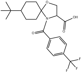 8-tert-butyl-4-[4-(trifluoromethyl)benzoyl]-1-oxa-4-azaspiro[4.5]decane-3-carboxylic acid Structure