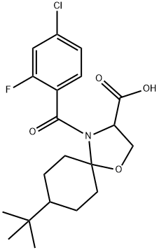 8-tert-butyl-4-(4-chloro-2-fluorobenzoyl)-1-oxa-4-azaspiro[4.5]decane-3-carboxylic acid Structure