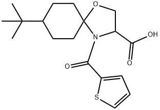 8-tert-butyl-4-(thiophene-2-carbonyl)-1-oxa-4-azaspiro[4.5]decane-3-carboxylic acid 구조식 이미지