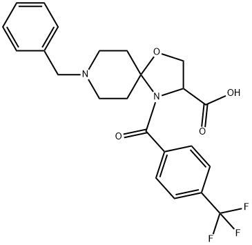 8-benzyl-4-[4-(trifluoromethyl)benzoyl]-1-oxa-4,8-diazaspiro[4.5]decane-3-carboxylic acid Structure