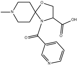 8-methyl-4-(pyridine-3-carbonyl)-1-oxa-4,8-diazaspiro[4.5]decane-3-carboxylic acid Structure