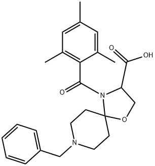 8-benzyl-4-(2,4,6-trimethylbenzoyl)-1-oxa-4,8-diazaspiro[4.5]decane-3-carboxylic acid 구조식 이미지
