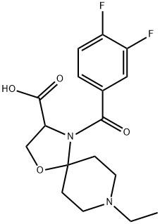 4-(3,4-difluorobenzoyl)-8-ethyl-1-oxa-4,8-diazaspiro[4.5]decane-3-carboxylic acid 구조식 이미지