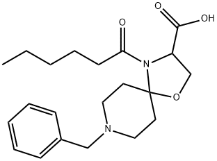 8-benzyl-4-hexanoyl-1-oxa-4,8-diazaspiro[4.5]decane-3-carboxylic acid Structure