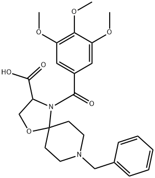 8-benzyl-4-(3,4,5-trimethoxybenzoyl)-1-oxa-4,8-diazaspiro[4.5]decane-3-carboxylic acid 구조식 이미지