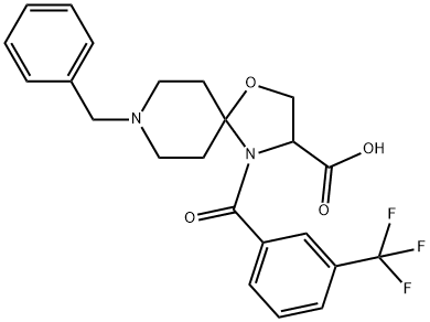 8-benzyl-4-[3-(trifluoromethyl)benzoyl]-1-oxa-4,8-diazaspiro[4.5]decane-3-carboxylic acid 구조식 이미지