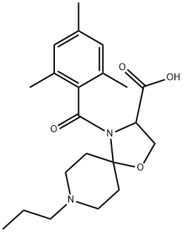 8-propyl-4-(2,4,6-trimethylbenzoyl)-1-oxa-4,8-diazaspiro[4.5]decane-3-carboxylic acid 구조식 이미지