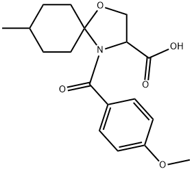 4-(4-methoxybenzoyl)-8-methyl-1-oxa-4-azaspiro[4.5]decane-3-carboxylic acid 구조식 이미지
