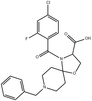 8-benzyl-4-(4-chloro-2-fluorobenzoyl)-1-oxa-4,8-diazaspiro[4.5]decane-3-carboxylic acid 구조식 이미지