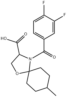 4-(3,4-difluorobenzoyl)-8-methyl-1-oxa-4-azaspiro[4.5]decane-3-carboxylic acid 구조식 이미지